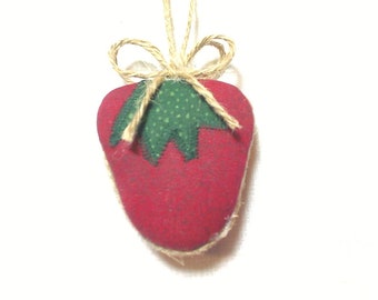 Small Cranberry Red Strawberry Ornament | Rustic Country | Party Favor | Tree Ornament | Farmhouse Decor | Christmas Ornament |Gift Idea |#3