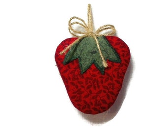 Red Strawberry Ornament |Summer Decor |Folk Art |Wreath Accent |Party Favor |Rustic Country |Gift Idea |Tree Ornament |Peg Shelf Accent | #1