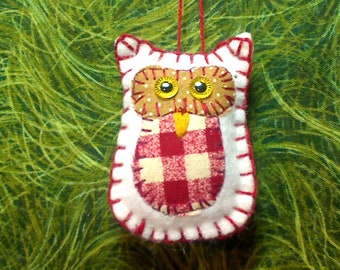 Miniature Ornament | Christmas Felt Owl | Tree Ornament | Holiday Decor | Mini Fabric Owl |  Handmade Gift | Bird Ornament |Owl Ornament |#1