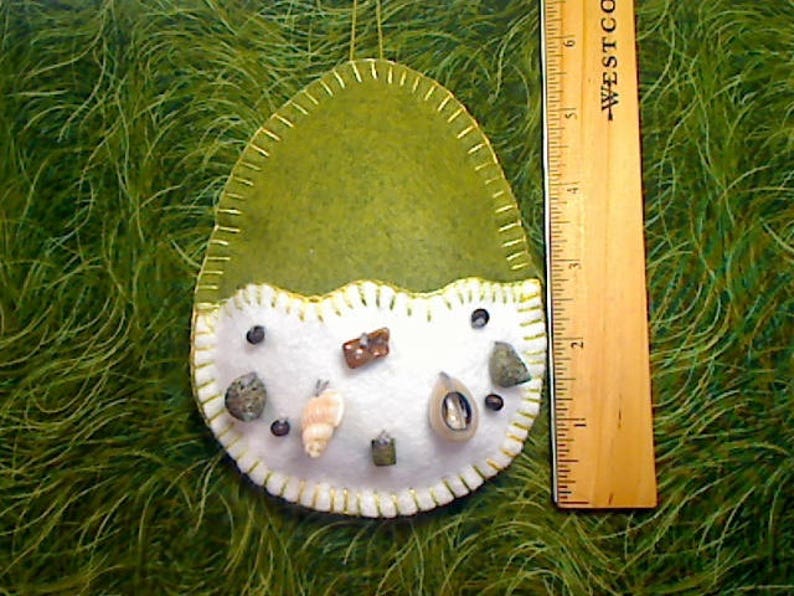 Large Olive Green /White Egg Ornament Money/Gift Card Holder Coastal Decor Nautical Decor Handmade Gift Tree Ornament 4 image 4