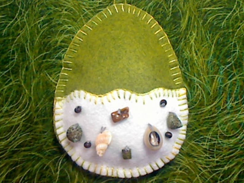 Large Olive Green /White Egg Ornament Money/Gift Card Holder Coastal Decor Nautical Decor Handmade Gift Tree Ornament 4 image 1