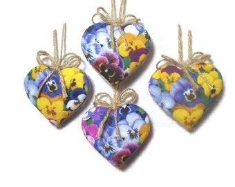 Small Pansy / Purple Heart Ornaments | Wreath Accent | Wedding/Bridal |Party Favors | tree ornament | Handmade Gift |  Set/4 | #2