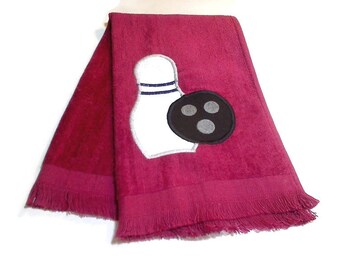Cranberry Bowling Sport Towel | Team Sports | Appliqued Pin and Ball | Bowling Party Favor | Gift for Him or Her