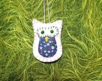 ON SALE: Miniature White/Purple Owl  Ornament | Handmade Gift Idea | Christmas Ornament | Tree Ornament | Spring/Easter  Decoration |  | #1