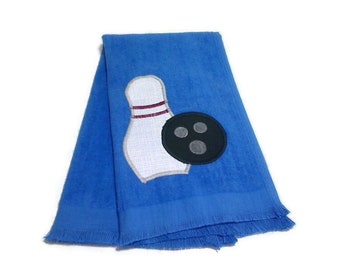 Royal Blue Bowling Towel | Team Sports | Appliqued Bowling Pin/Ball Towel | Bowling Party Favor | Christmas/Birthday Gift | For him or her