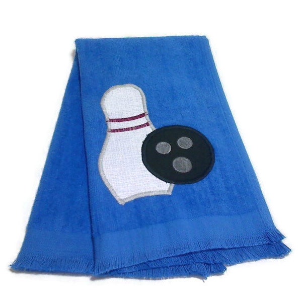 Royal Blue Bowling Towel | Team Sports | Appliqued Bowling Pin/Ball Towel | Bowling Party Favor | Christmas/Birthday Gift | For him or her