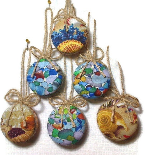 Small Nautical Circle Ornaments | Party Favors | Summer Decorations | Tree Ornament | Lakeside Seaside Decor | Set/6 |#2