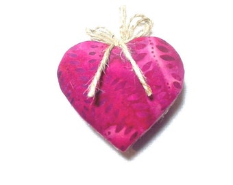 Red Batik Heart Ornament | Holidays | Party Favors | Wedding/Bridal | Tree Ornament | Valentines Day | Gift Idea | Handmade #2