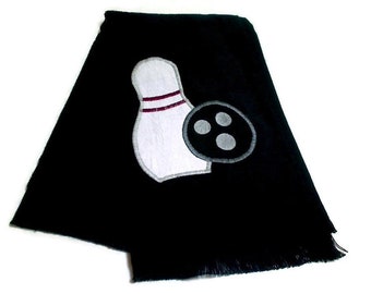 Black Bowling Sport Towel | Team Sports | Appliqued Pin and Ball | Bowling Party Favor | Gift for Him or Her