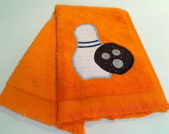 Orange Bowling Sport Towel | Team Sports | Appliqued Pin and Ball | Bowling Party Favor | Gift for Him or Her