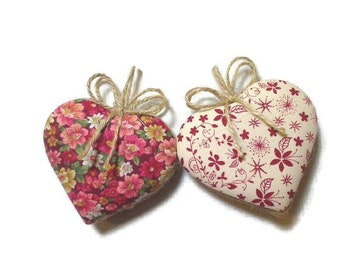 Cranberry Heart Ornaments | Party Favors | Wedding Bridal | Tree Ornament | Valentine's Day | Handmade Gift Idea | Set/2 |  #3