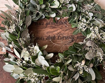 Handgefertigter Türkranz Strandflieder und verschiedenen green Zweigen - Schöne Frühjahrsdeko