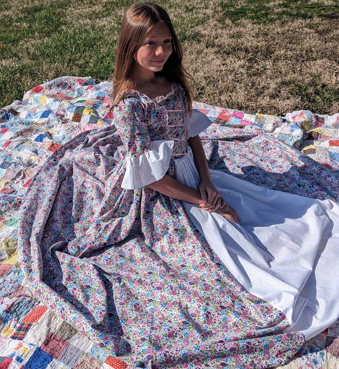 Custom Child Girl Williamsburg Colonial Dress Costume Size 3 to 14 