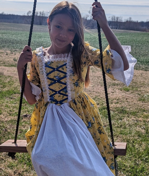 Custom Child Girl Williamsburg Colonial Dress Costume Size 3 to 14