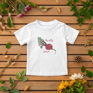 Locally Grown Beet Baby Tee, Cute Infant Shirt, Spring Outfit, Infant Fine Jersey Tee