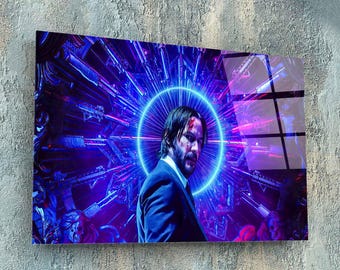 John Wick Glass Art, Famous Movie Actor Wall Art, John Wick Print, Fine Movie Art, John Wick Wall Decor, Movie Room Decor, John Wick Gifts