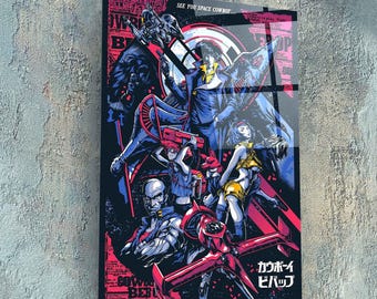 Cowboy Bebop Glass Wall Art, Classic Japanese Anime Decor, Vintage Movie Decor, Anime Manga Wall Art, Cowboy Lover Gifts, Anime Fan Gift