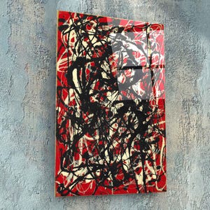 Jackson Pollock Wall Art, Abstract Wall Art, Modern Glass Wall Art, Drip Technique Wall Art, Colorful Office Glass Wall Decor, Hiqh Quality