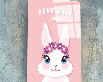 Impresión de vidrio personalizada con nombre de niño, arte de vidrio con forma de conejo, decoración de vidrio personalizada con nombre, regalo para recién nacido, regalo de cumpleaños infantil
