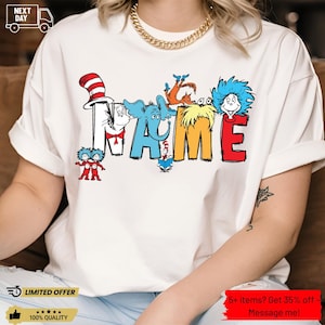 Dr.Seuss Custom Name Shirt, Dr. Seuss Shirt, Reading Shirt, Personalized Name Dr. Seuss T-Shirt, Cat In The Hat Tee, Teacher Shirt
