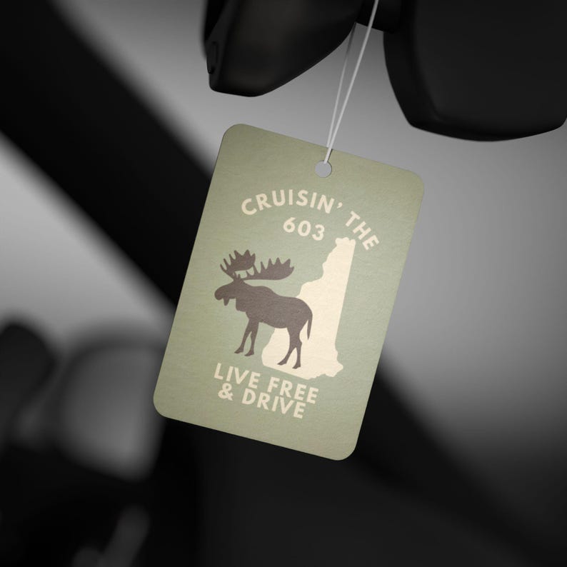 Cruisin' the 603 Car Air Freshener - New Hampshire Moose Design | Pine, Black Ice, or New Car Scent | NH Gift, Local Pride, Cabin Decor image 5