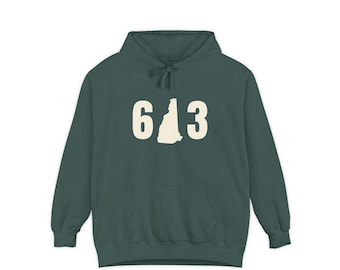 603 New Hampshire Hoodie | Comfort Colors NH State Silhouette Pullover, New Hampshire Gift, Seacoast Souvenir Sweatshirt