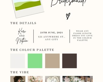 Minimalistische kaart bruidsmeisjesvoorstel: bewerkbare huwelijksuitnodiging (digitale download)