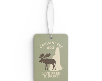 Cruisin' the 603 Car-luchtverfrisser - New Hampshire Moose Design | Dennen, ijzel of nieuwe autogeur | NH Gift, Local Pride, interieurdecoratie