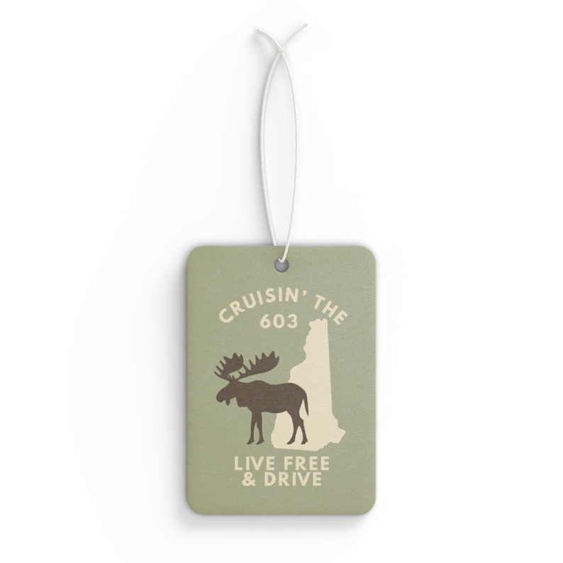 Cruisin' the 603 Car Air Freshener - New Hampshire Moose Design | Pine, Black Ice, or New Car Scent | NH Gift, Local Pride, Cabin Decor image 1