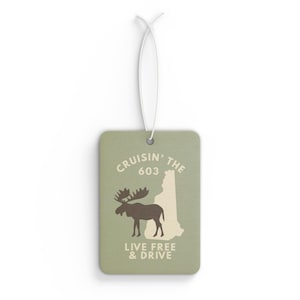 Cruisin' the 603 Car Air Freshener - New Hampshire Moose Design | Pine, Black Ice, or New Car Scent | NH Gift, Local Pride, Cabin Decor image 2