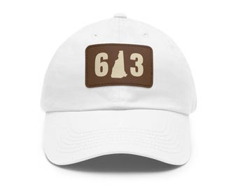 603 New Hampshire Dad Hat - Leather Patch Baseball Cap | NH Area Code Hat | Seacoast Gift | New England Outdoors Cap