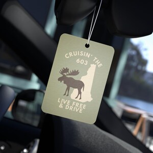 Cruisin' the 603 Car Air Freshener - New Hampshire Moose Design | Pine, Black Ice, or New Car Scent | NH Gift, Local Pride, Cabin Decor image 6
