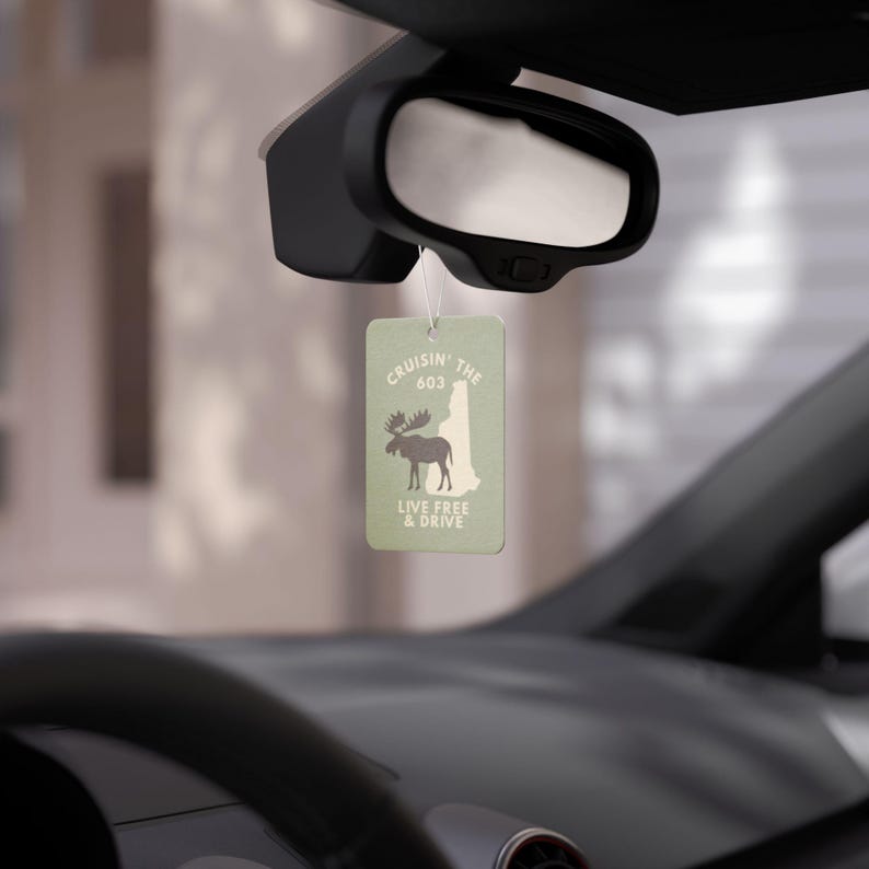 Cruisin' the 603 Car Air Freshener - New Hampshire Moose Design | Pine, Black Ice, or New Car Scent | NH Gift, Local Pride, Cabin Decor image 4