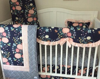 Baby Bedding Crib Set Pink Aqua Orange Teal Green West Palm Etsy