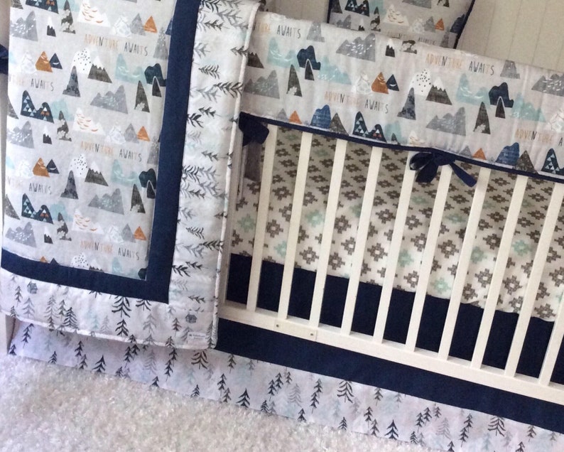 Mini Crib Baby Boy Crib Bedding Crib Sets Adventure Awaits Etsy