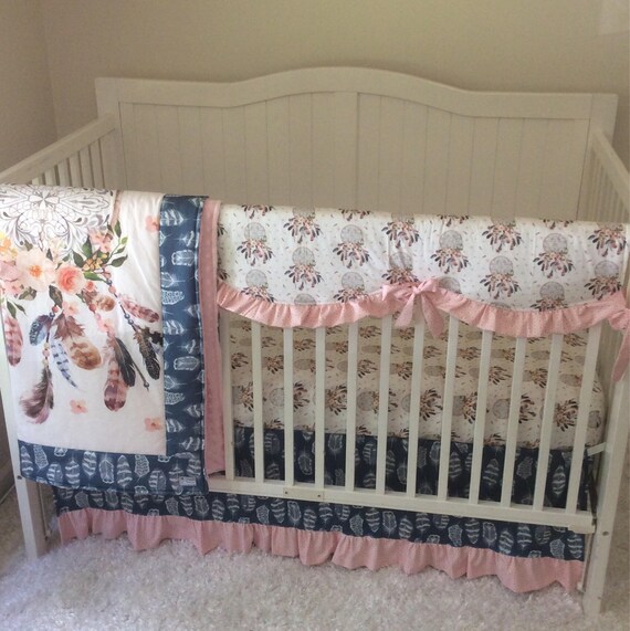 pink and navy nursery