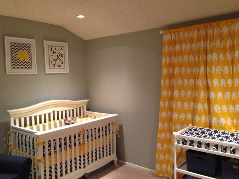 Crib Set Bedding Navy Yellow and Gray Made to Order Etsy