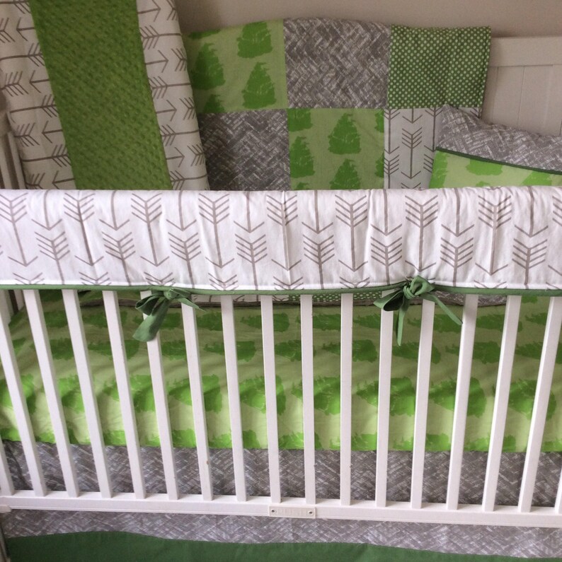 Crib Bedding Set Green And Khaki Neverland Peter Pan Inspired Image 0