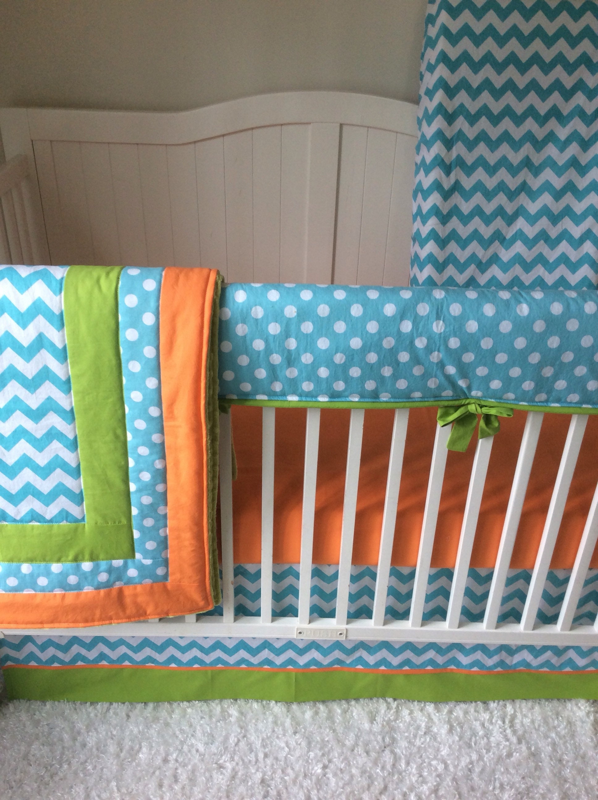 Baby Boy Crib Set Orange Aqua Lime Green Modern Nursey Etsy