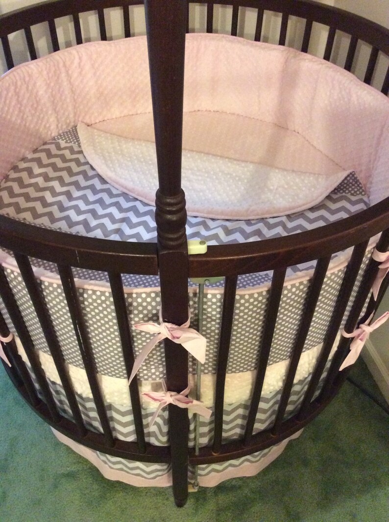 DEPOSIT Round Crib Bedding Baby Pink and Gray Made to Order Etsy
