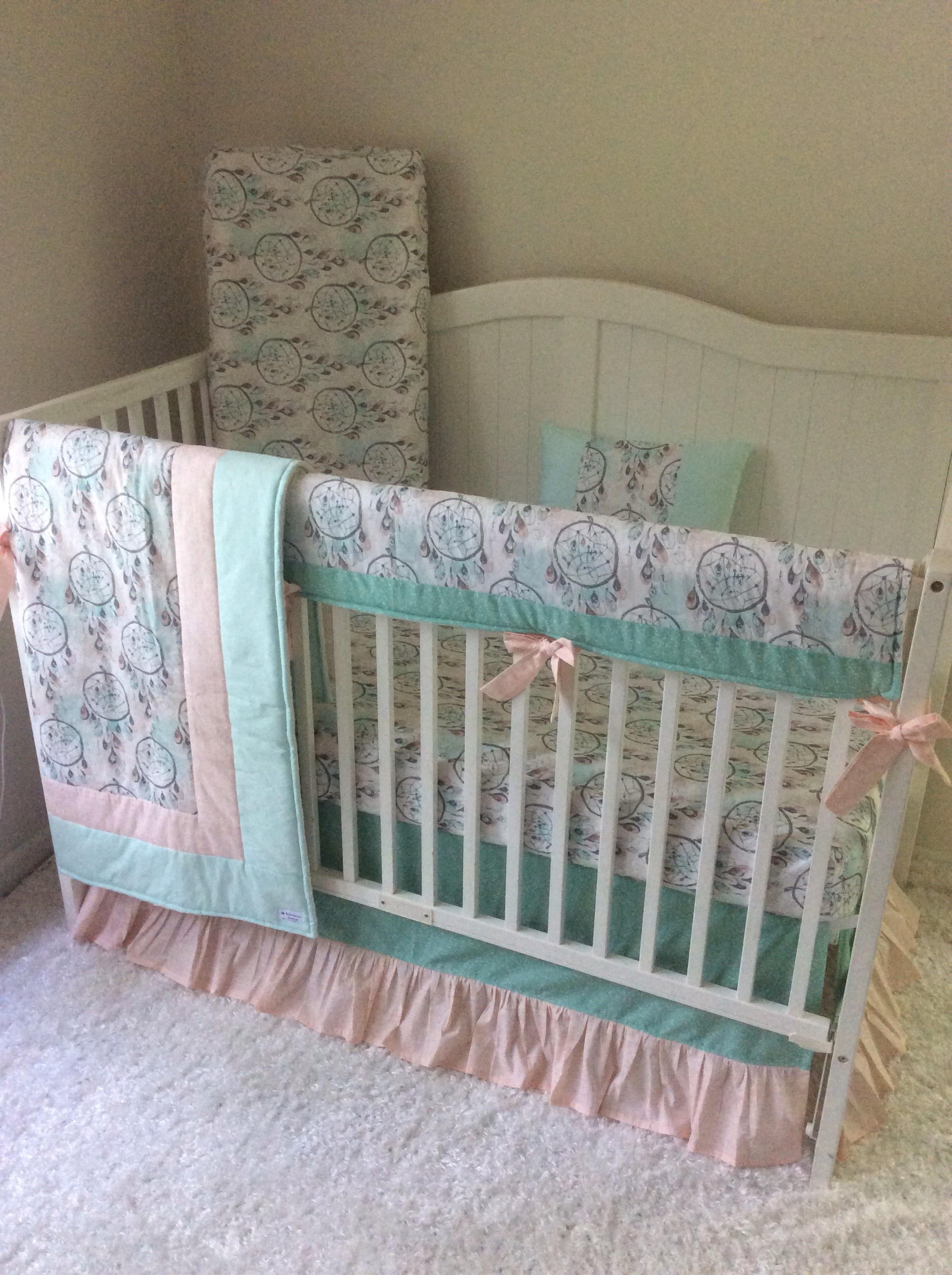 Baby Bedding Crib Set Boho Dreamcatchers Baby Girl Mint Teal Etsy