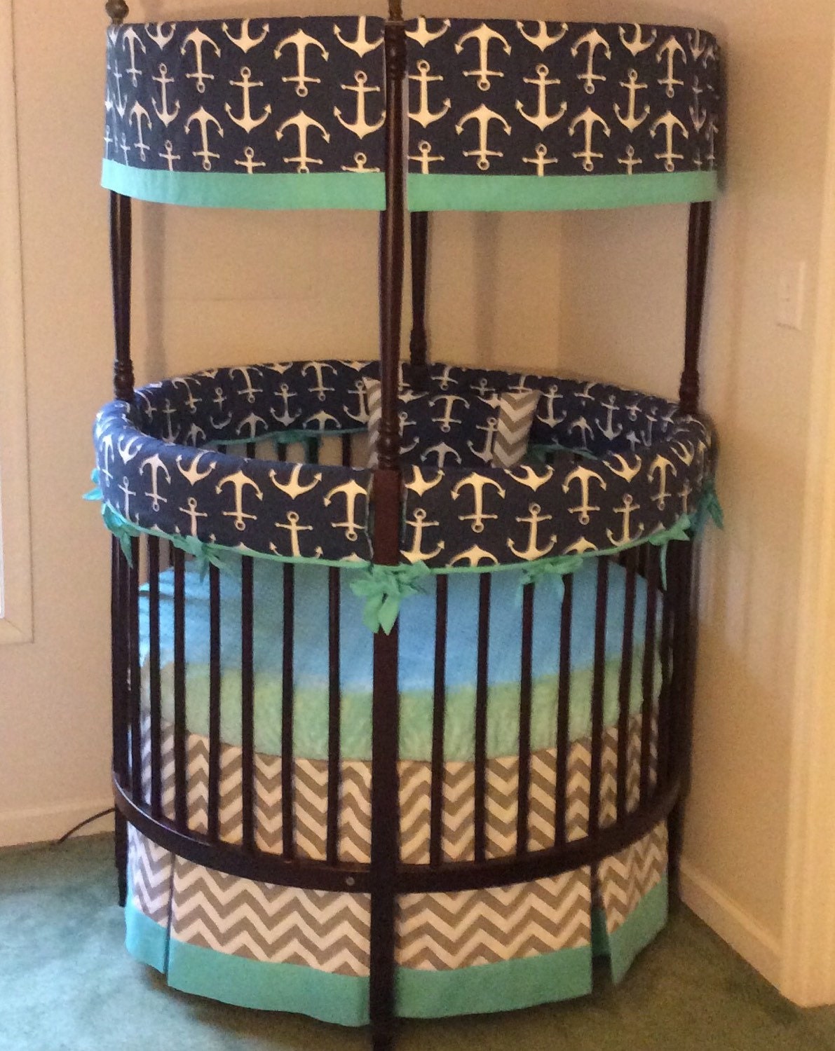 Anchor Round Crib Bedding Made To Order Deposit Etsy