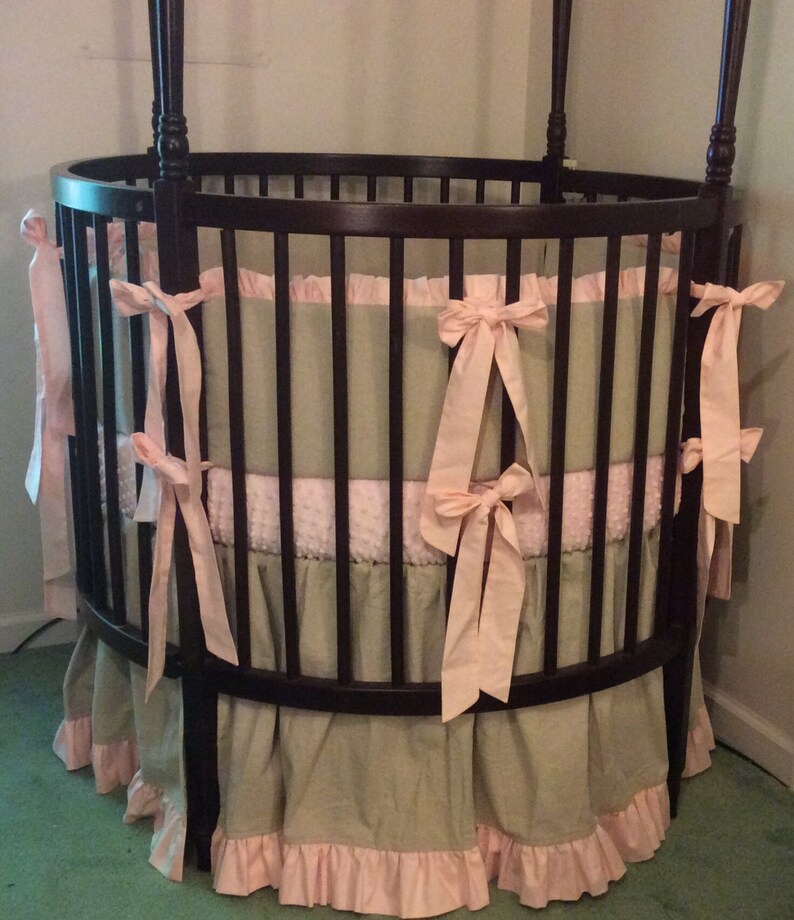 DEPOSIT Crib Bedding Blush Pink and Linen Ruffled Made to Etsy