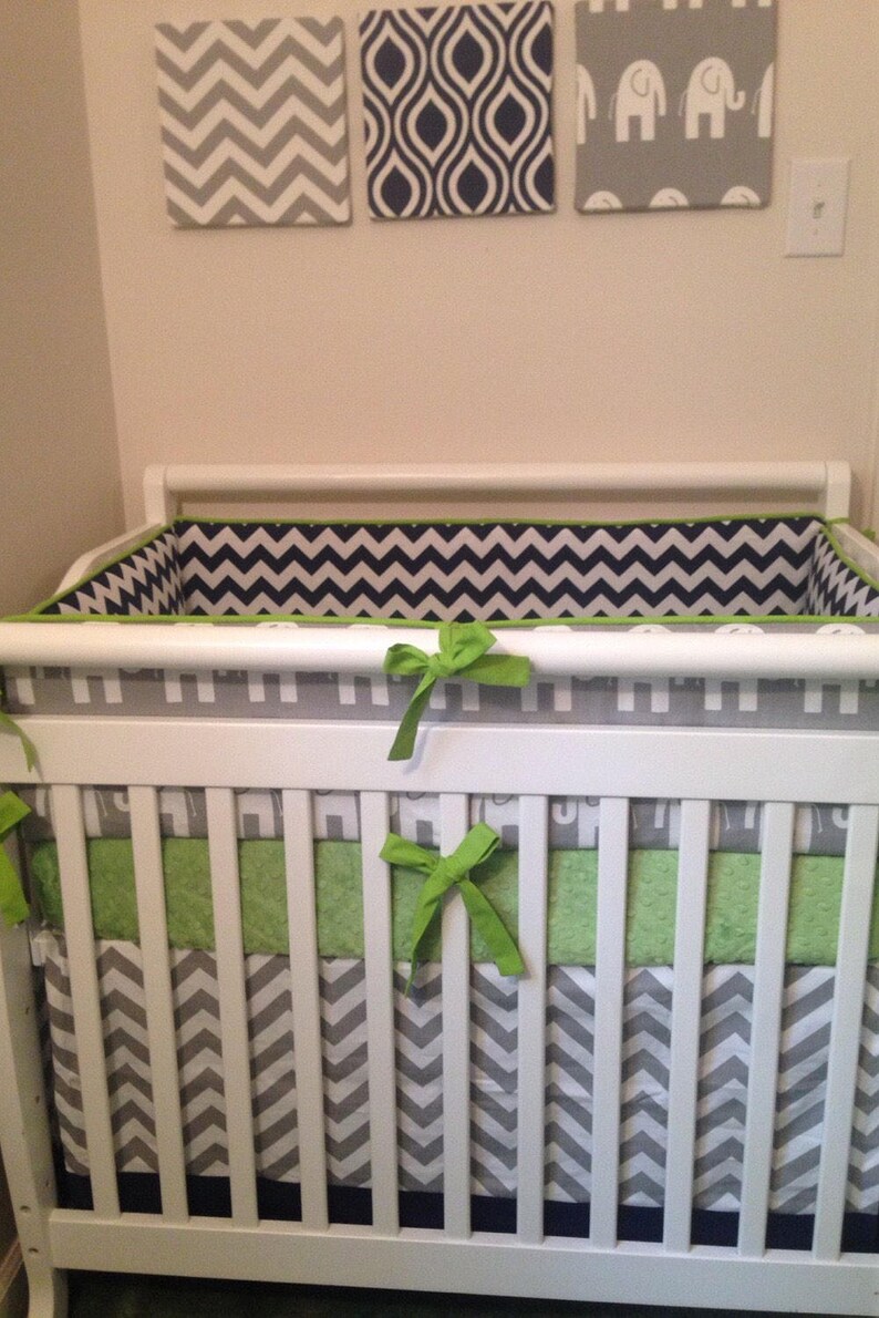 elephant mini crib bedding set