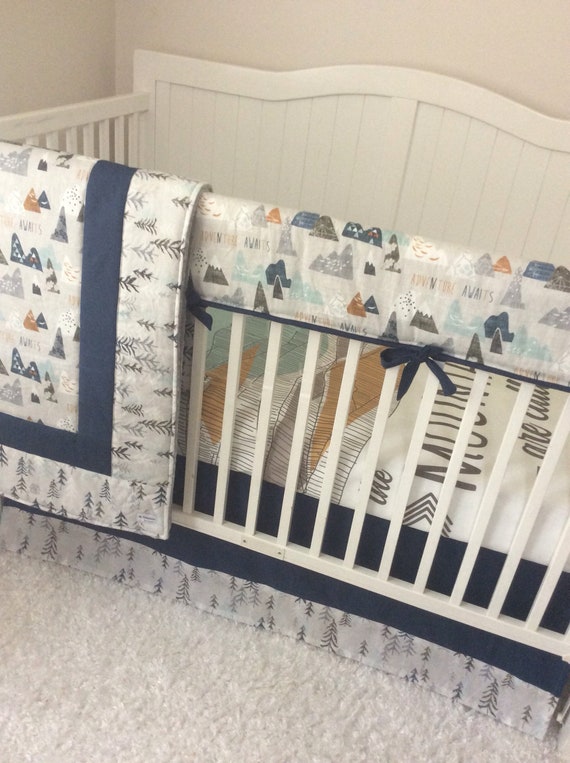 Baby Boy Crib Bedding Crib Sets Adventure Awaits Mountains Are Etsy