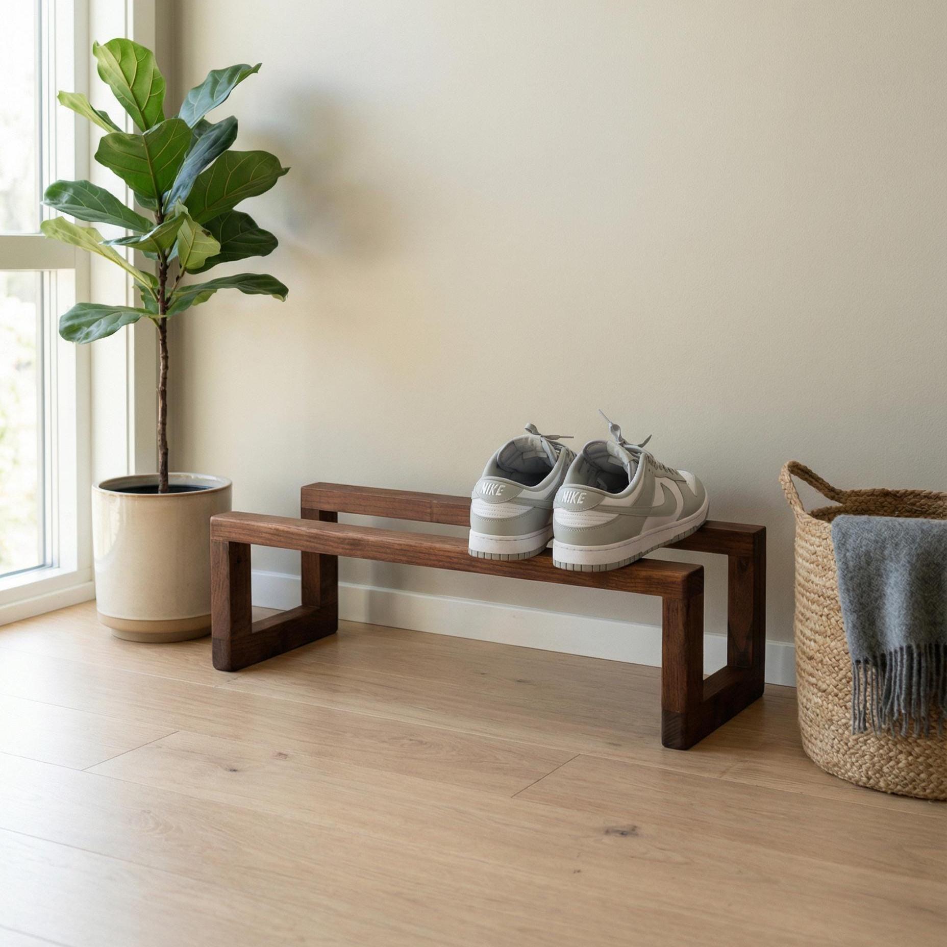 Zen Shoe Rack Japandi Style Shoe Rack – Solid Wood Low Floor Stand, Zen Minimal ...