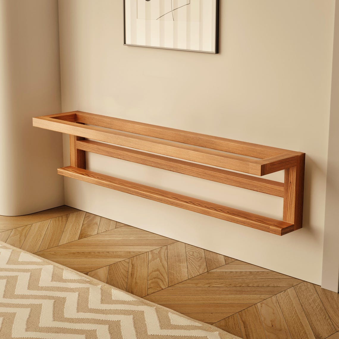 Wall-mounted Shoe Rack, Wooden Shoe Organizer, Minimalist Shoe Storage ...