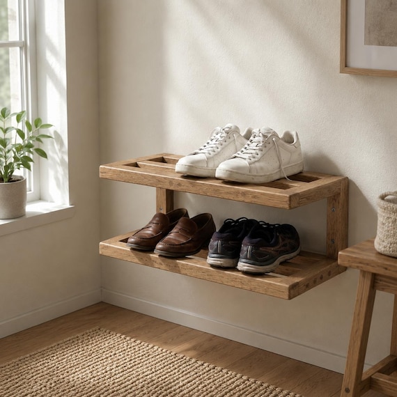 Familie Schuh Organizer Große Holzwand Regal für Beschäftigte Eingangsbereich Lagerung