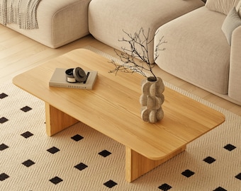 Contemporary Coffee Table – Sleek Wooden Design – Nordic Low Table – Solid Ash Wood – Stylish Living Room Table