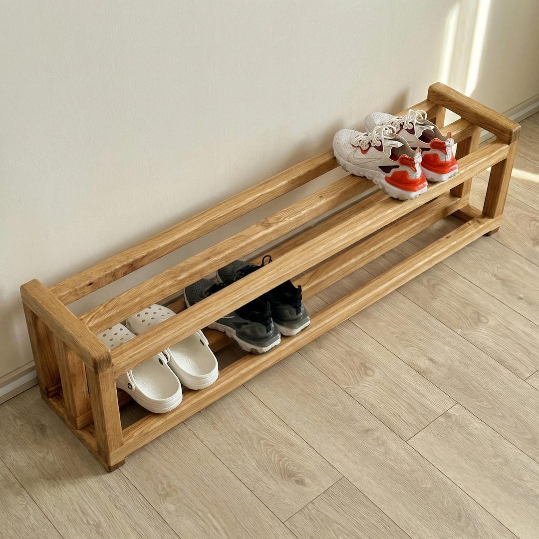 Handmade Wooden Two Tier Shoe Rack, Loft Style Organizer - Etsy
